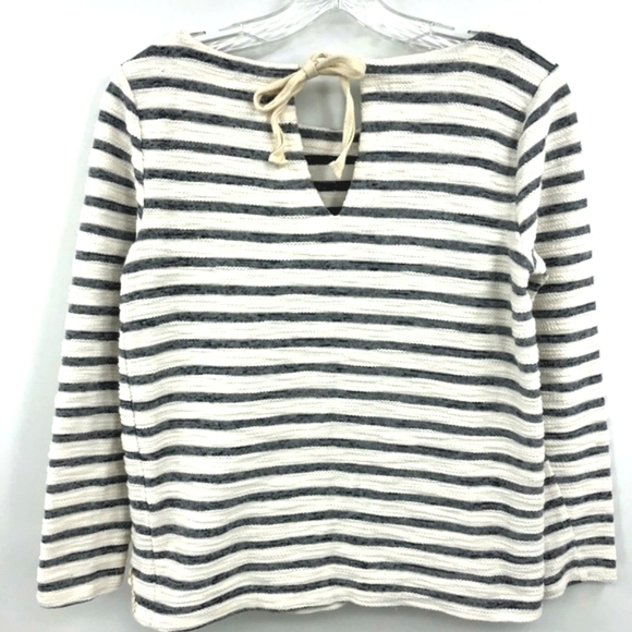 Cupio Women’s Blue White Striped Top W/ Crochet RN# 73163 Long Sleeve Lace - Picture 8 of 9